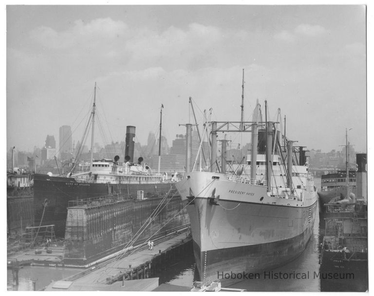 B+W photo of the S.S. President Hayes at berth, Hoboken, no date, ca. 1941. picture number 1