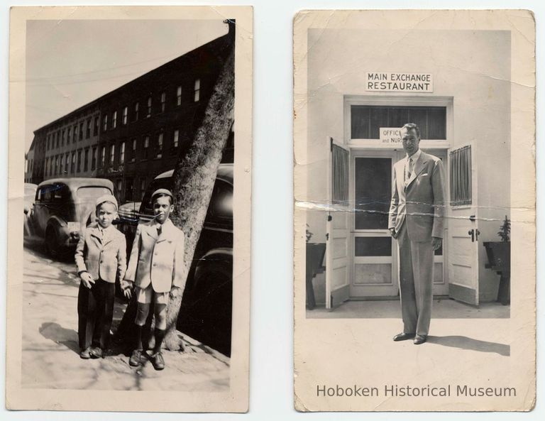 Digital image of two B+W photos: Ken Schultz ca. 4-5 years old with another boy; a man, probably Hoboken, no date, ca. 1945. picture number 1