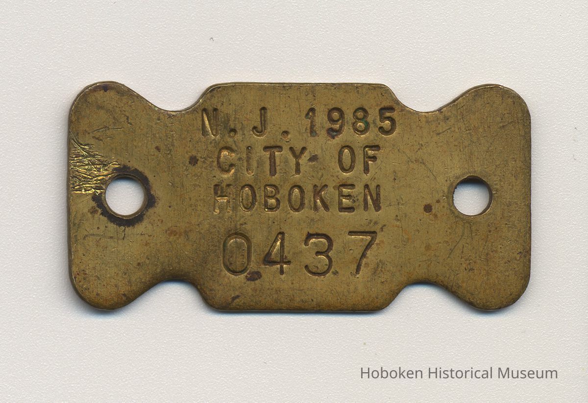 Dog license tag: N.J. 1985 City of Hoboken 0437. picture number 1