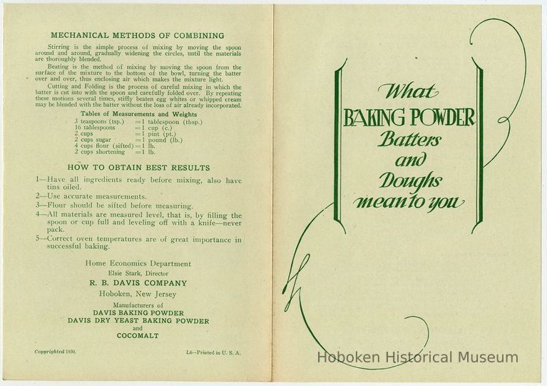 1: outside, pp [1+4]; What Baking Powder Batters & Doughs mean to you.