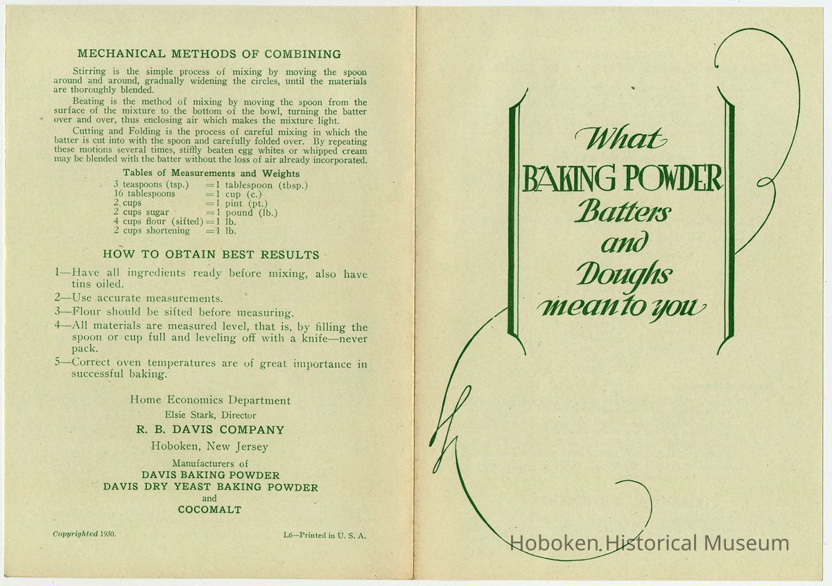 1: outside, pp [1+4]; What Baking Powder Batters & Doughs mean to you.