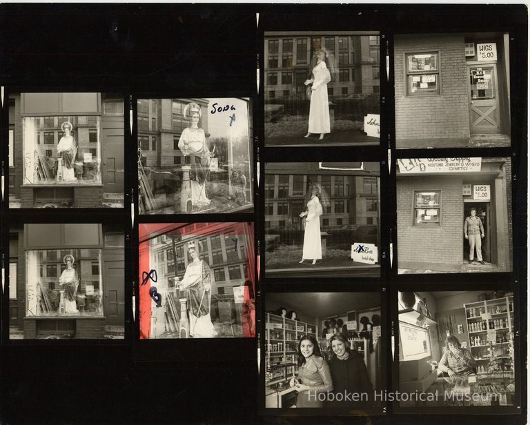 B+W negative contact sheet of images of Hoboken taken by John Conn. no date, [1976]. picture number 1