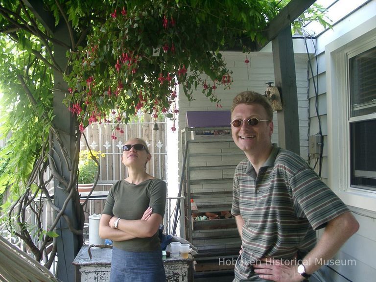 Digital color image of the gardens and people on the Secret Gardens Tour, Hoboken Historical Museum, Hoboken, June 9, 2002. picture number 1