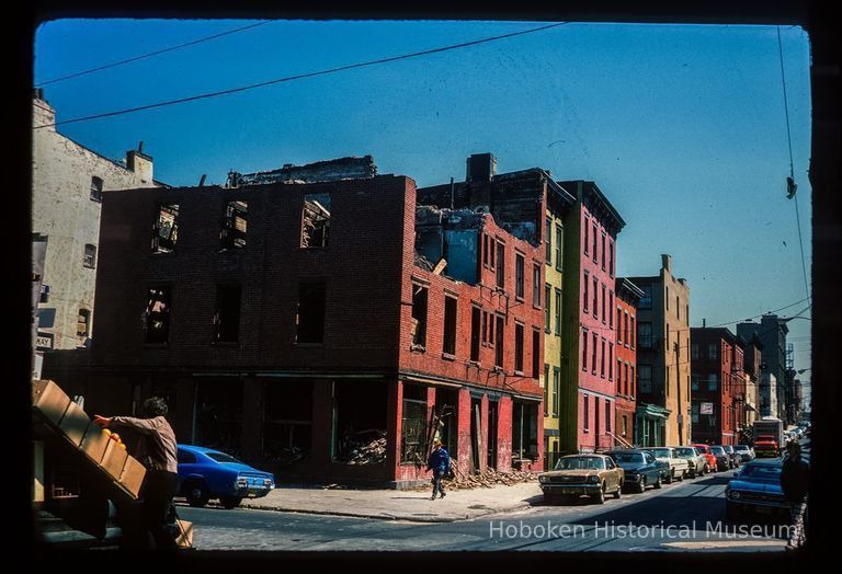 Color slide of eye-level view of building under demolition on the NE corner of 2nd & Park looking E down 2nd picture number 1