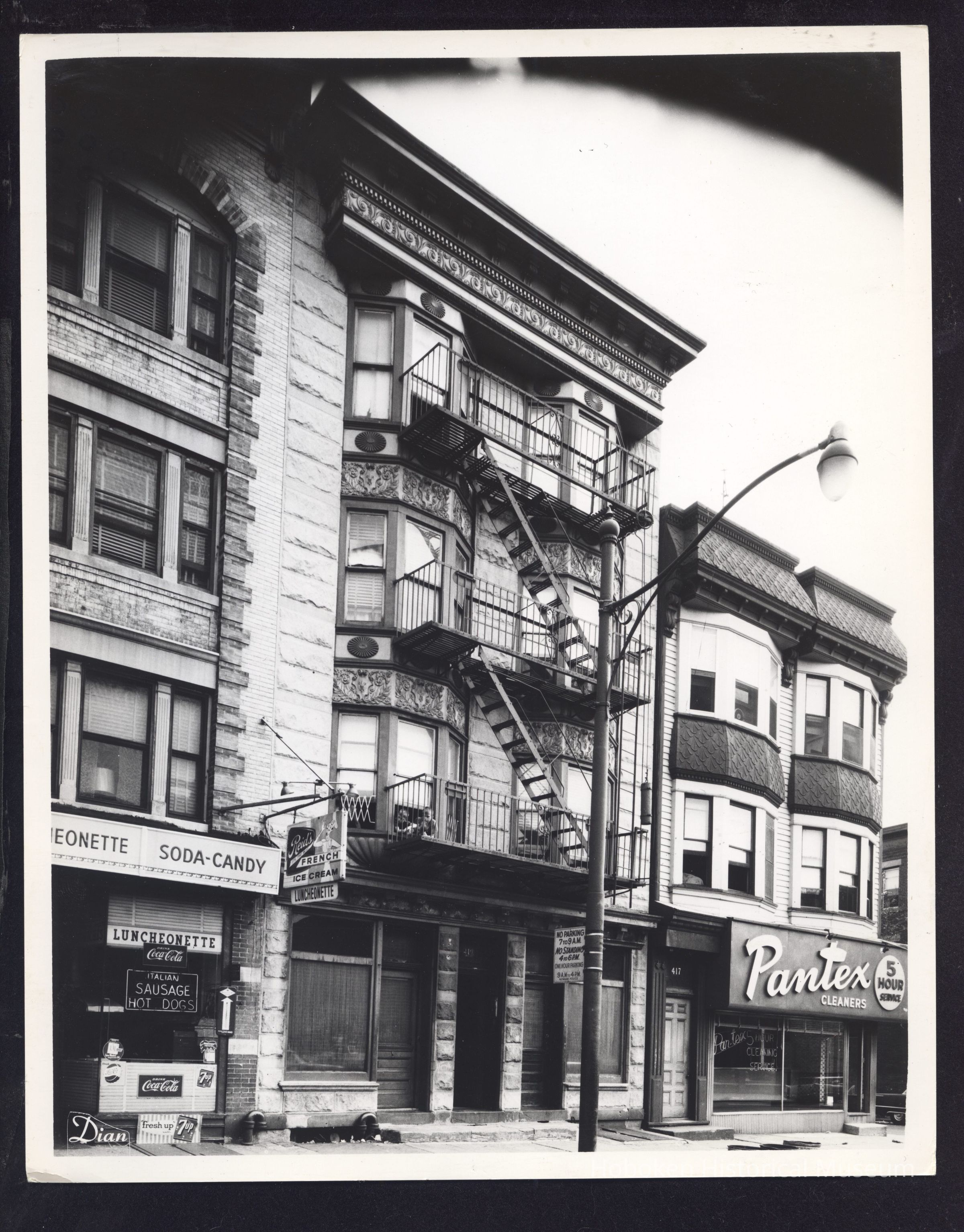 B&W photo of mixed-use apartment building at 419 Central Avenue, Newark. picture number 1