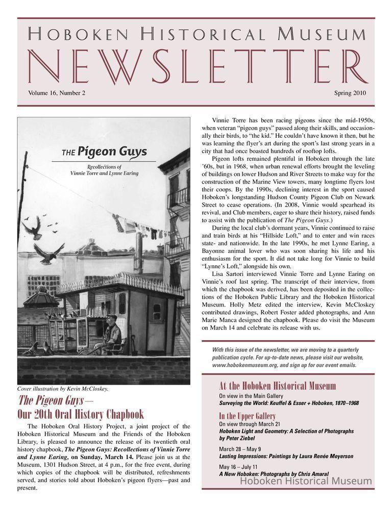 Hoboken Historical Museum Newsletter [Second Series], Volume 16, Number 2, Spring 2010. picture number 1