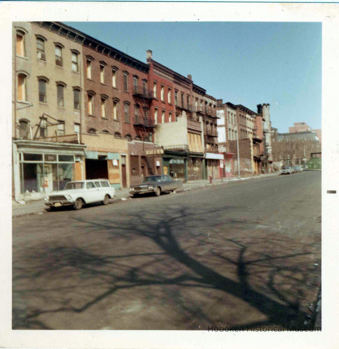west side of the 300 block of River St. looking up to Fourth St,