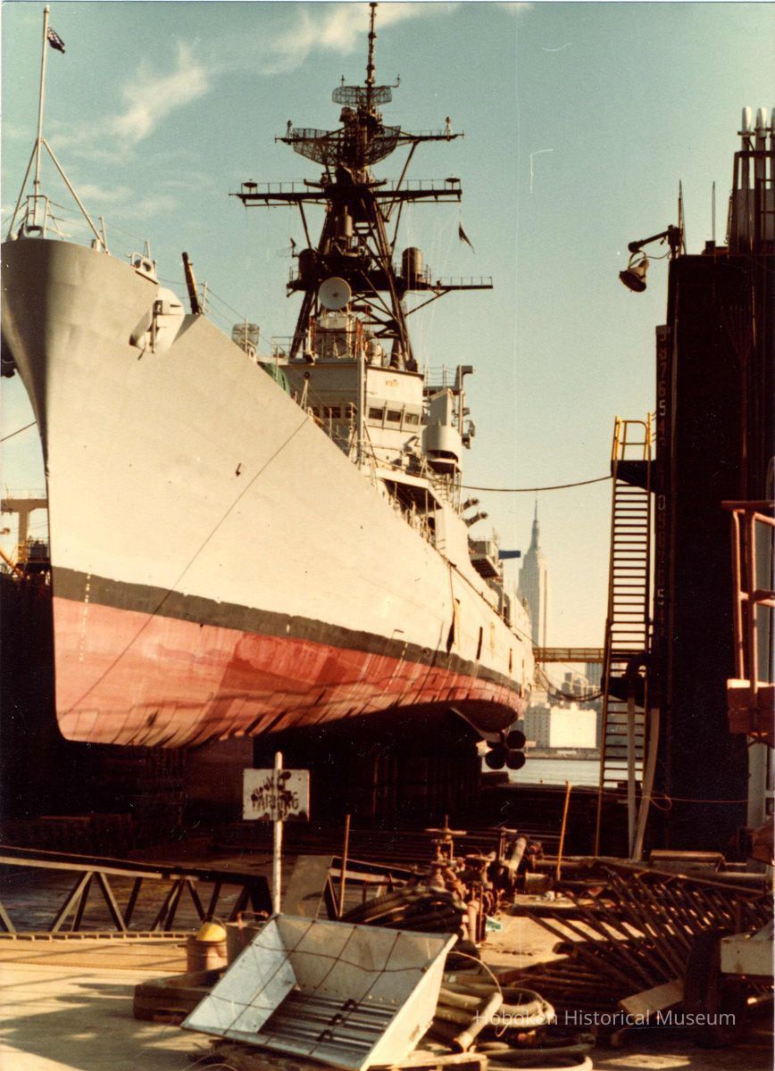 Digital scan of color photo of Bethlehem Steel Hoboken Shipyard, Hoboken, no date, circa 1970-1980. picture number 1