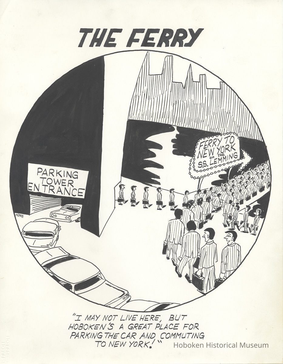Pen-and-ink drawing: The Ferry. Artist Randy Hoppe, Hoboken, no date, circa 1990-1991. picture number 1