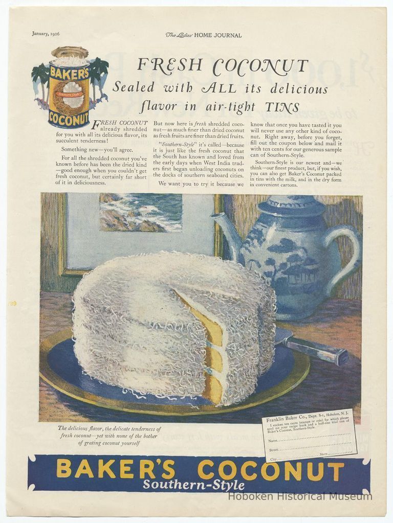 Baker's Coconut, Ladies' Home Journal, Jan. 1926