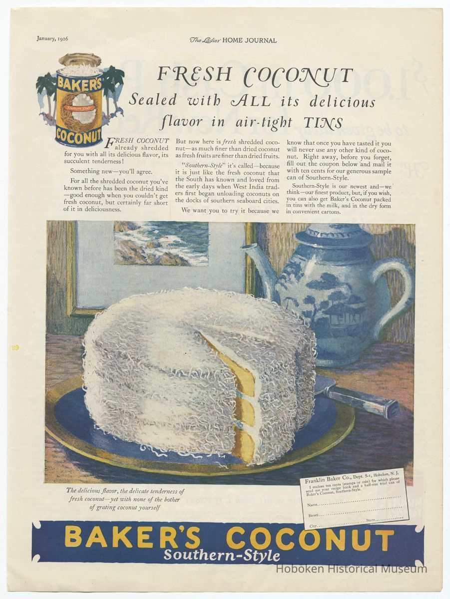 Baker's Coconut, Ladies' Home Journal, Jan. 1926