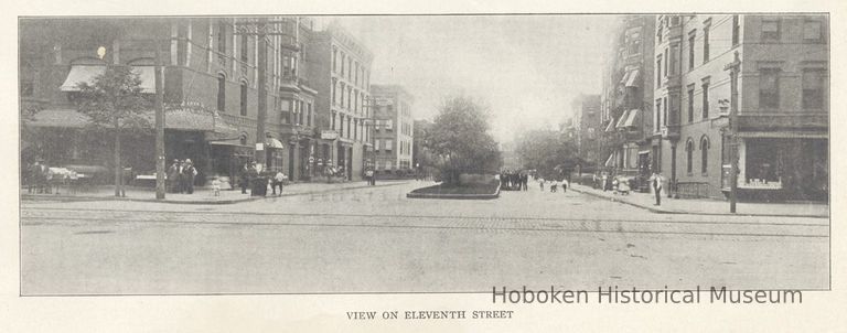 Printed B+W photograph of View on Eleventh Street, Hoboken, ca. 1890's. picture number 1