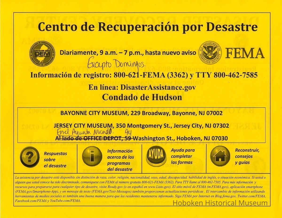 Spanish language side, copy 1: corrected address
