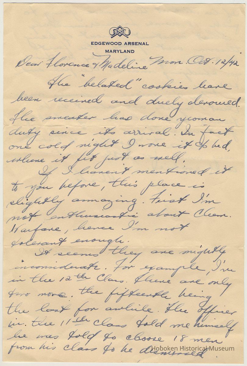 Letter 1, side 1, Monday, Oct. 12, 1942