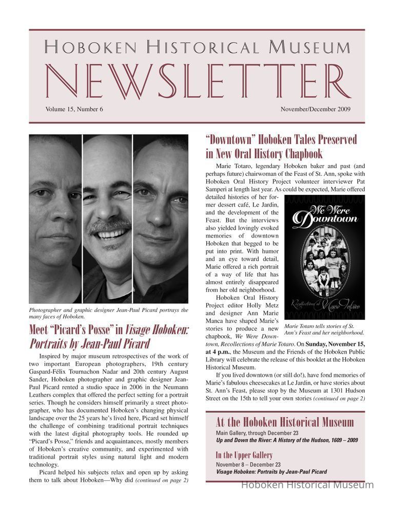 Hoboken Historical Museum Newsletter [Second Series], Volume 15, Number 6, Nov.-Dec. 2009. picture number 1