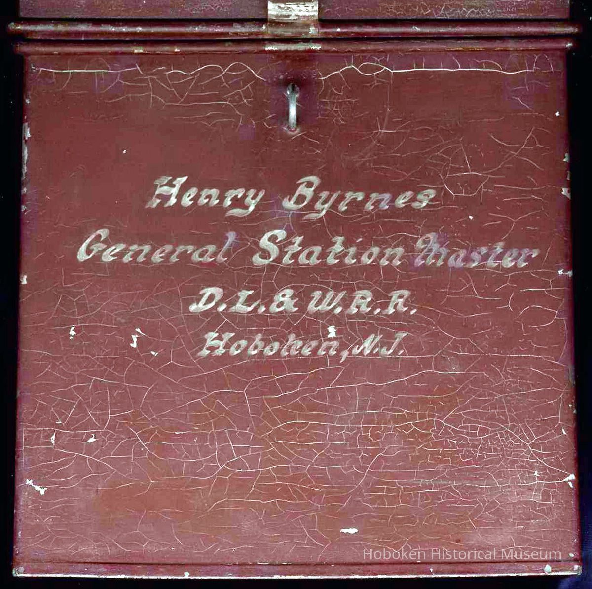 front side of box with hand lettering