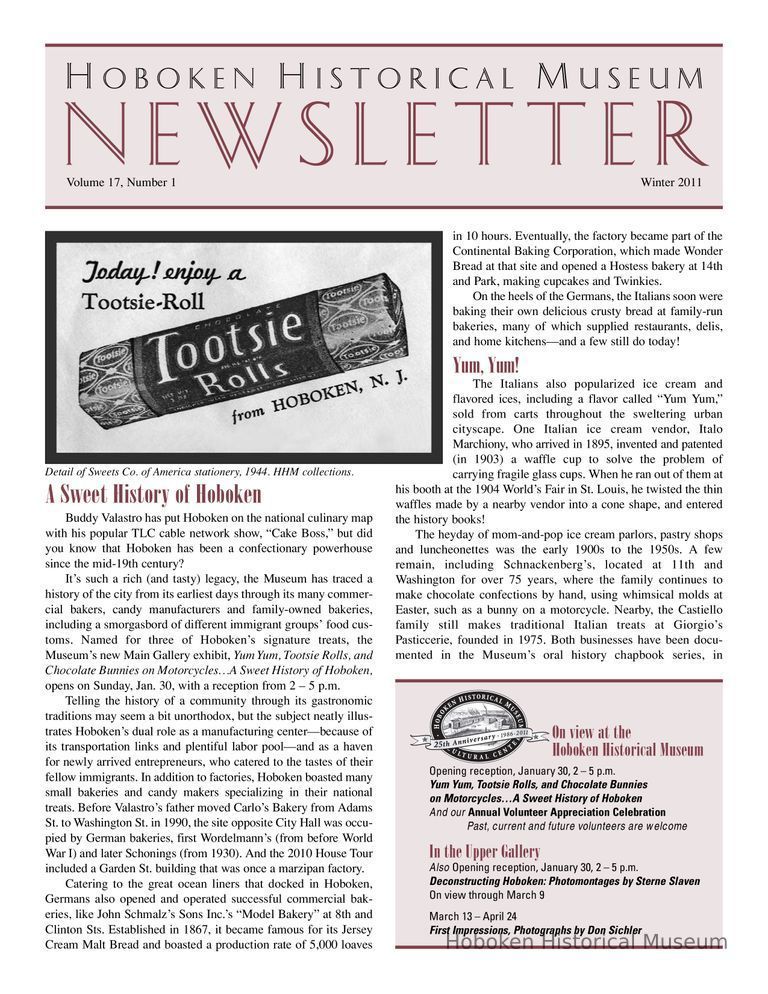 Hoboken Historical Museum Newsletter [Second Series], Volume 17, Number 1, Winter 2011. picture number 1