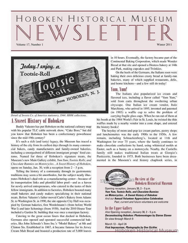 Hoboken Historical Museum Newsletter [Second Series], Volume 17, Number 1, Winter 2011. picture number 1
