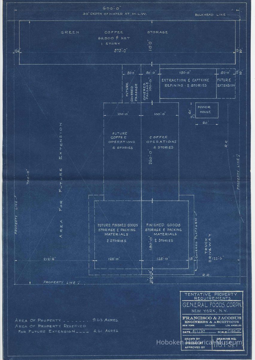 Tentative Property Requirements, General Foods Corp., [Maxwell House Coffee plant, Hoboken], 1937. picture number 1