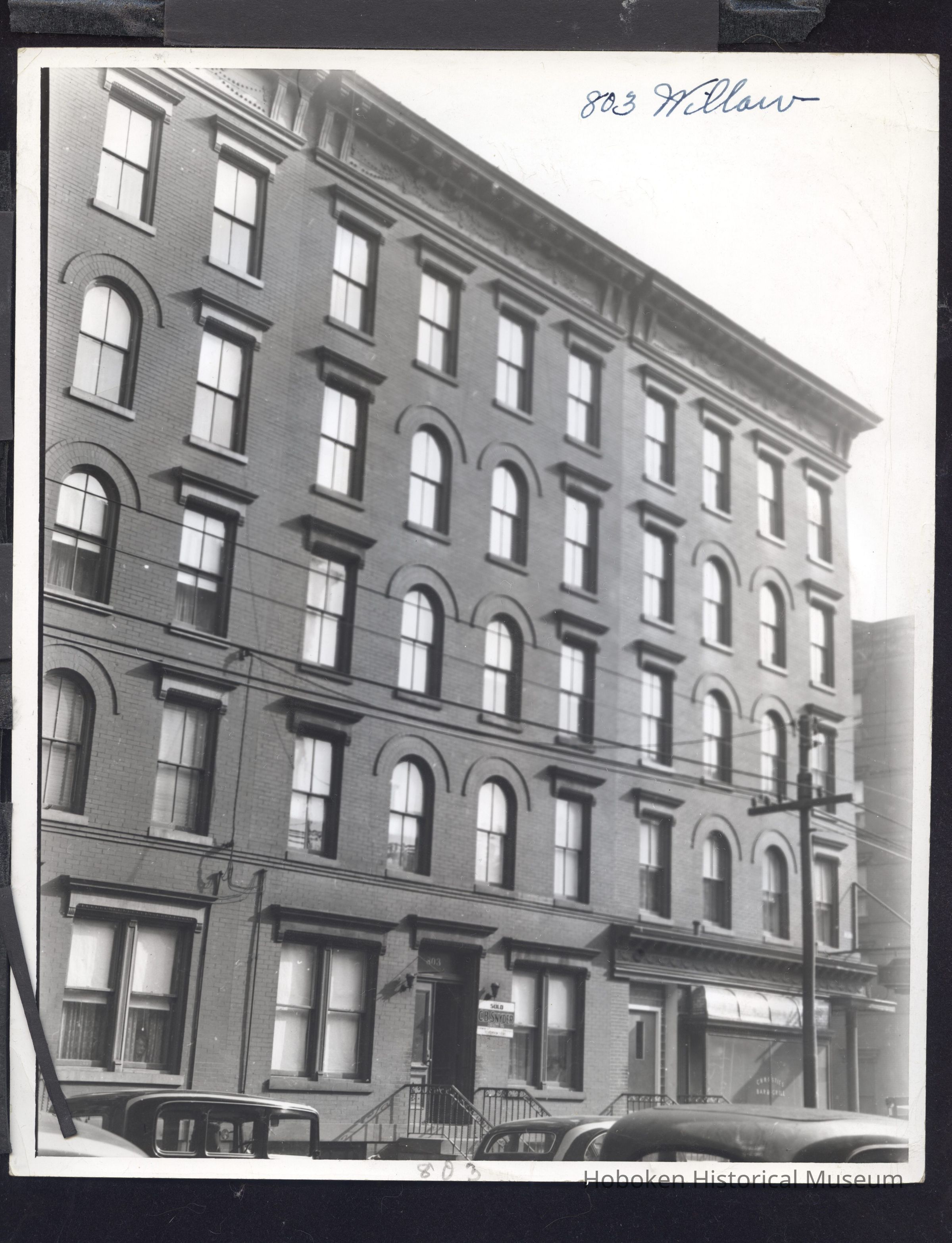 B&W photo of apartment building at 803 Willow Avenue, Hoboken. picture number 1