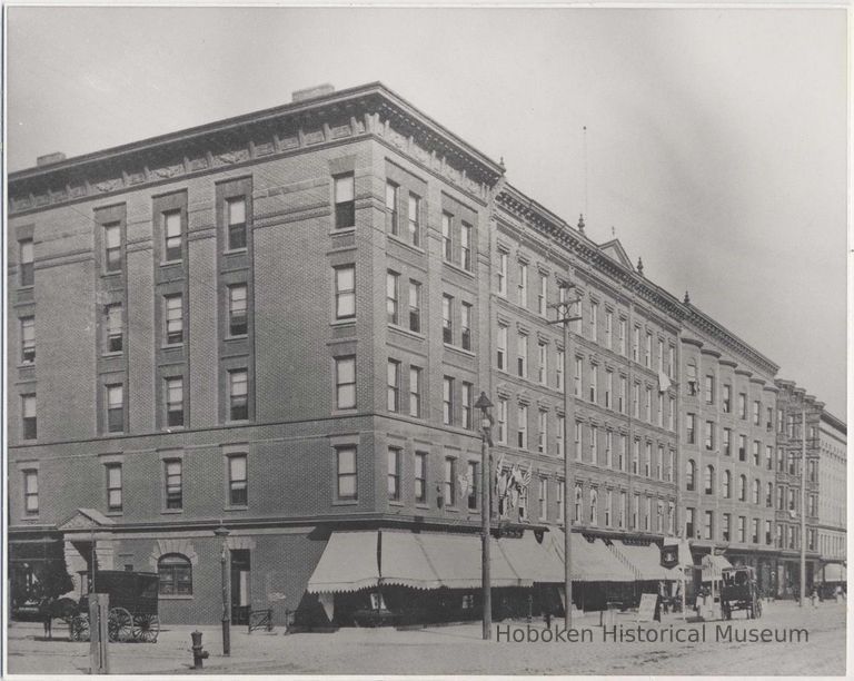 B+W copy photo of the southeast corner of Twelfth and Washington Streets, Hoboken, circa 1893. picture number 1