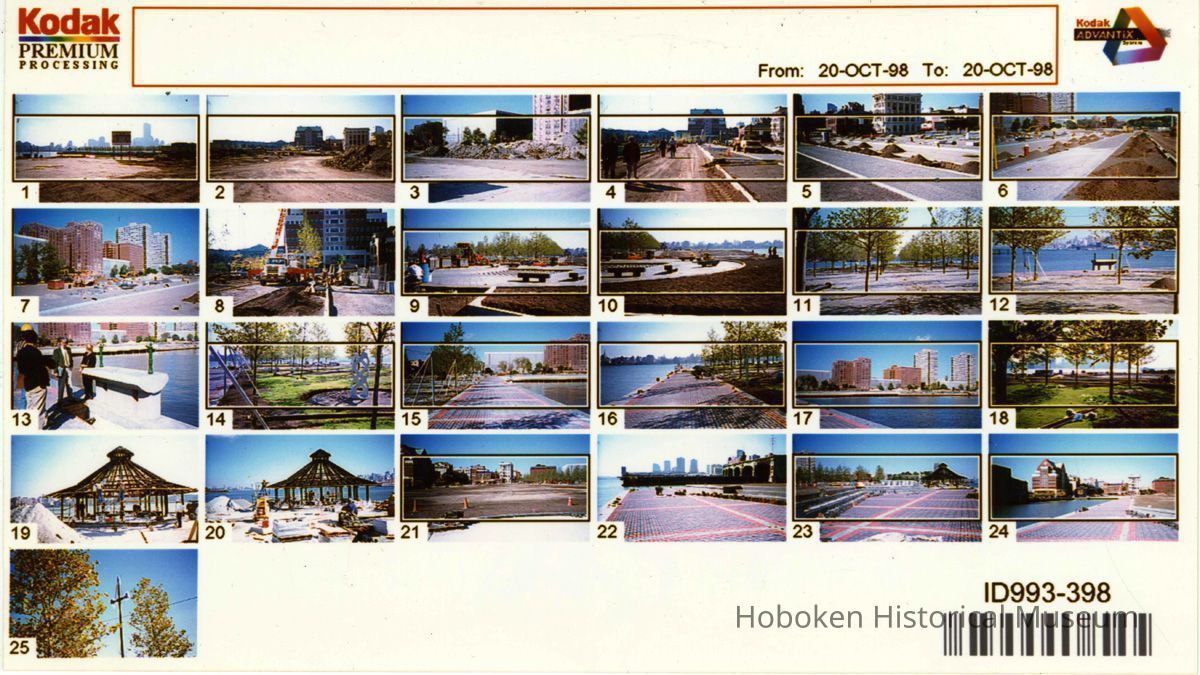 Color index print of 25 photos of construction progress on Pier A park, Hoboken, 1998. picture number 1