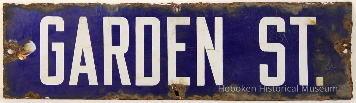 Enameled metal street sign, 