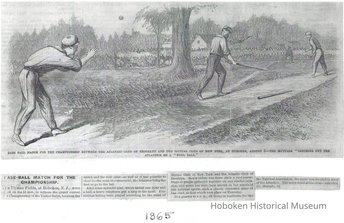 Folder of research materials 1865 championship baseball match in Hoboken, 1859. picture number 1