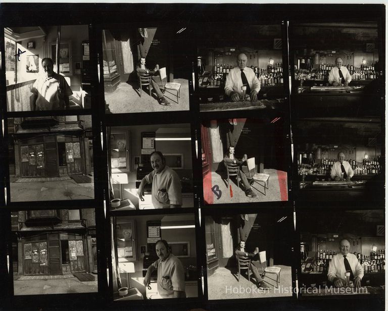 B+W negative contact sheet of images of Hoboken taken by John Conn. no date, [1976]. picture number 1