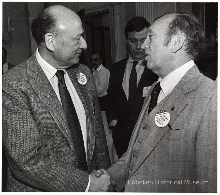 front: Mayor Ed Koch (left), Mayor Steve Cappiello