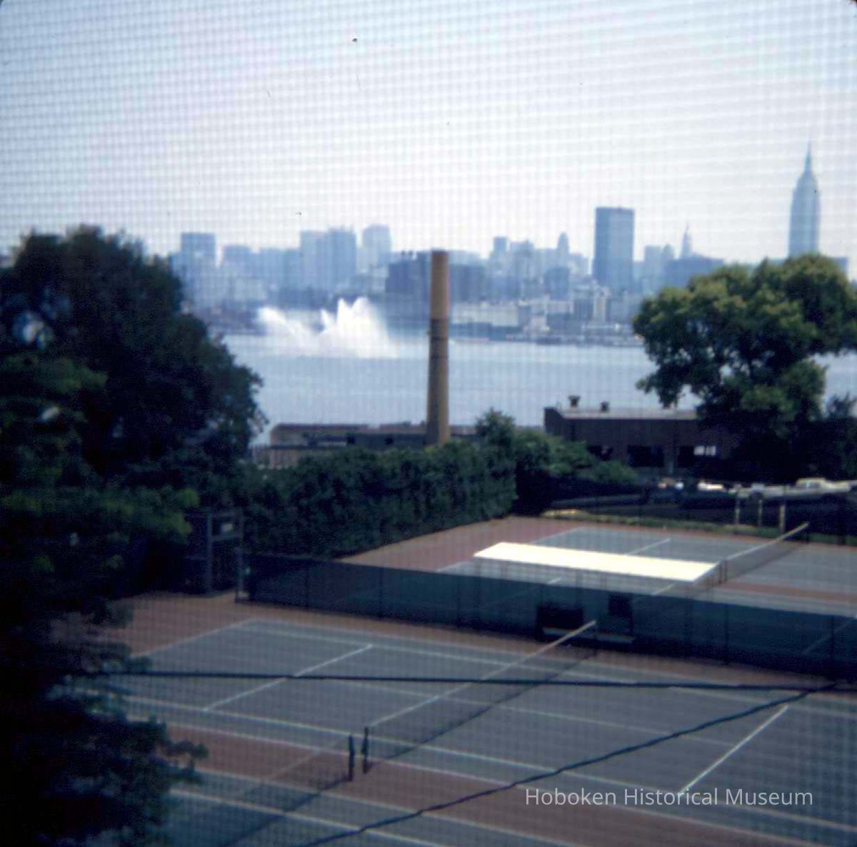 .01 tennis courts Stevens Institute; fireboat spray
