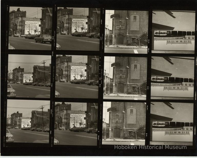 B+W negative contact sheet of images of Hoboken taken by John Conn. no date, [1976]. picture number 1