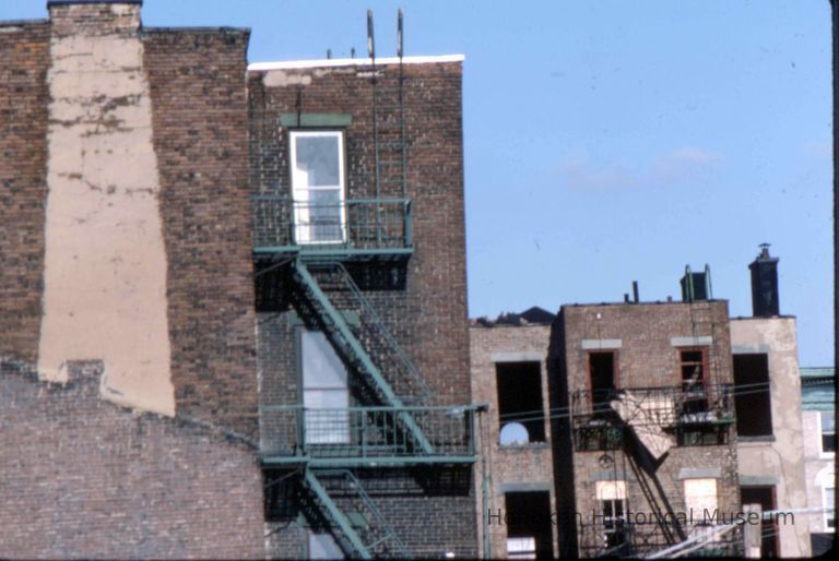 Color slide of building under renovation on or near Newark and Garden Sts., Hoboken, ca. 1984. picture number 1