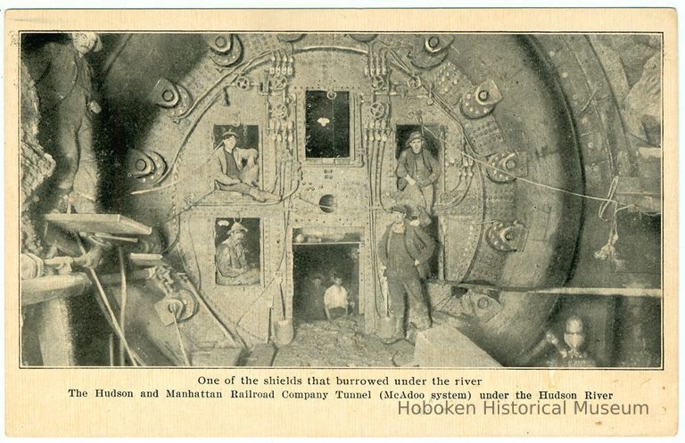 Digital image of Hudson & Manhattan R.R. postcard titled: One of the shields that burrowed under the river. 1908. picture number 1