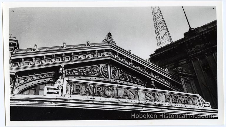 view of copper ferry terminal facade; Barclay St. Ferry