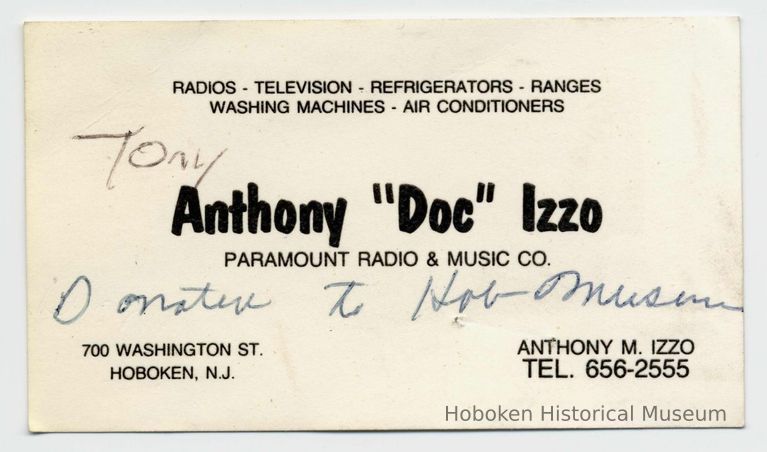 Business card of Anthony 