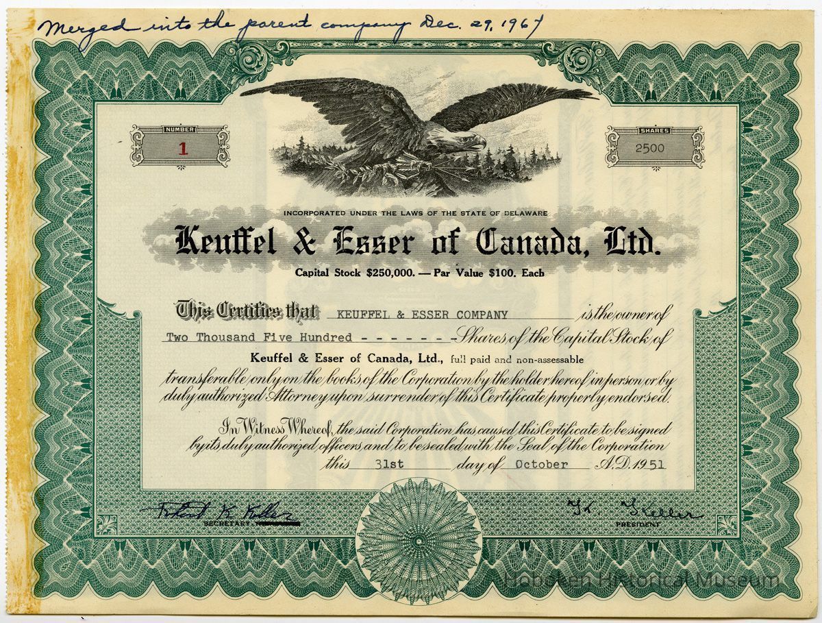 Certificate Number 1, front