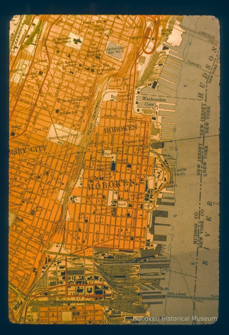 Color slide of detail from unidentified map of Hoboken picture number 1