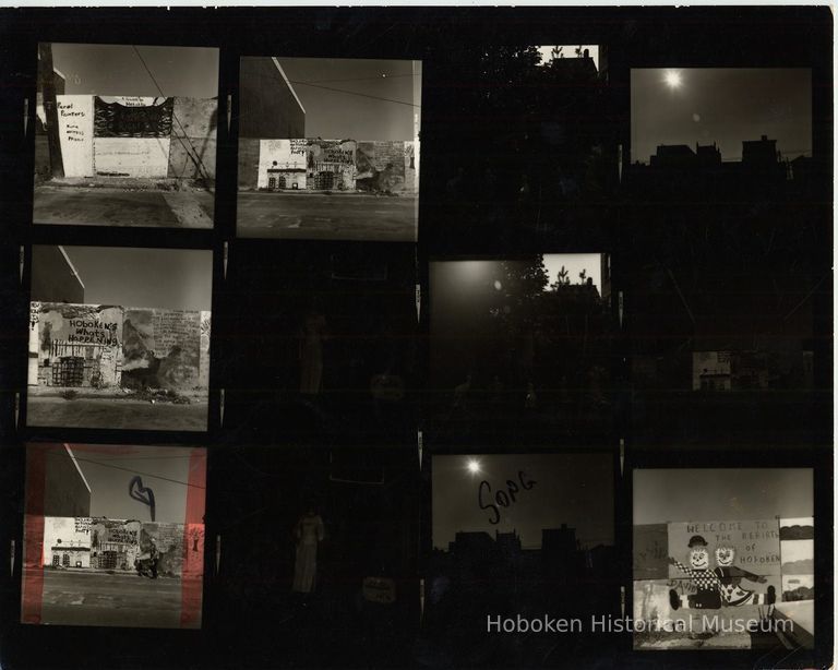 B+W negative contact sheet of images of Hoboken taken by John Conn. no date, [1976]. picture number 1