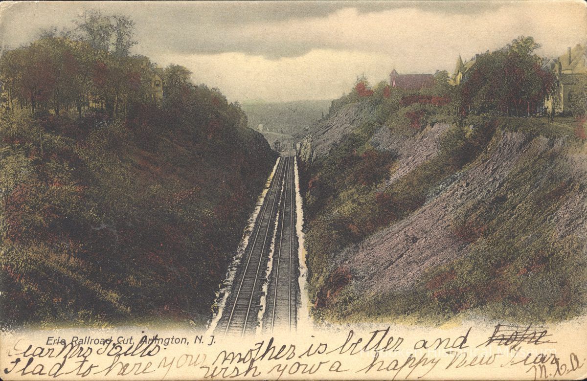 Postcard: Arlington, NJ, Erie Railroad Cut picture number 1