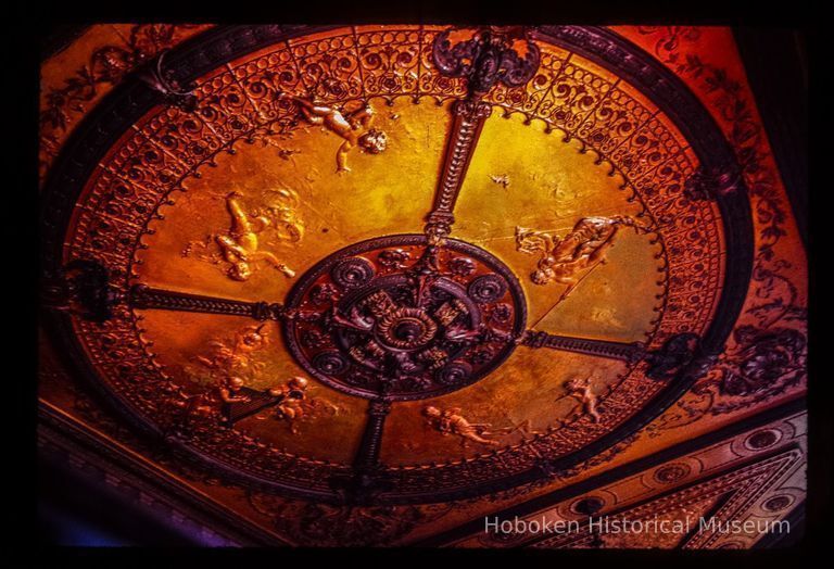 Color slide of close-up view of ornamental ceiling design in the Elysian Café at 1001 Washington picture number 1