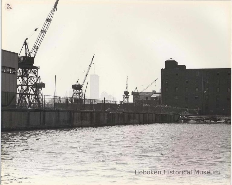 Digital image of B+W photo of the Hoboken waterfront, Hoboken, circa 1987. picture number 1