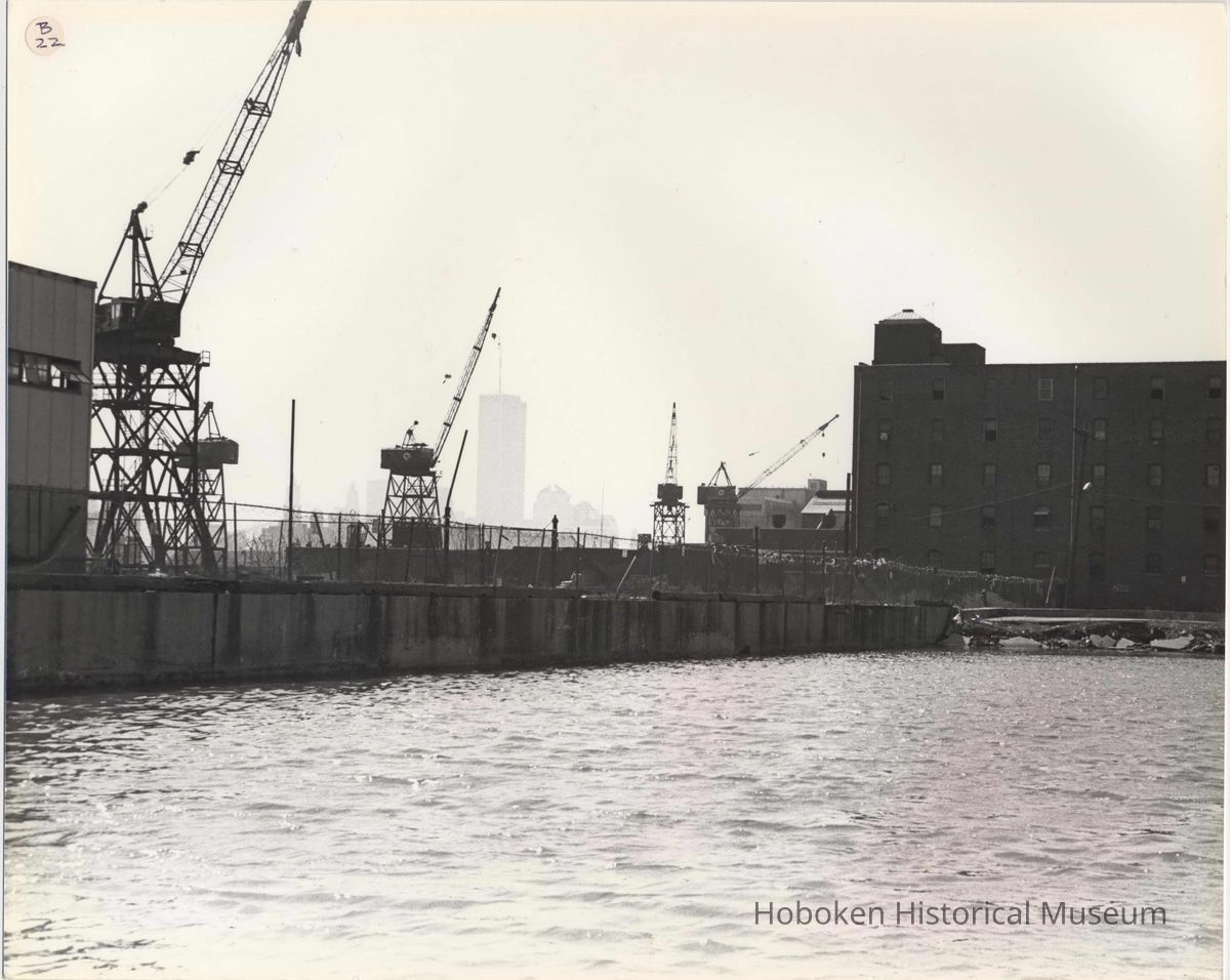 Digital image of B+W photo of the Hoboken waterfront, Hoboken, circa 1987. picture number 1
