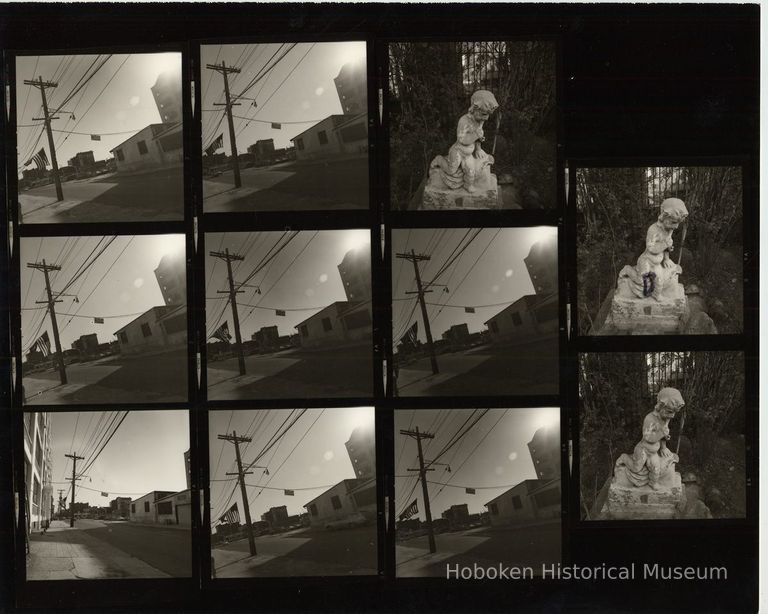 B+W negative contact sheet of images of Hoboken taken by John Conn. no date, [1976]. picture number 1