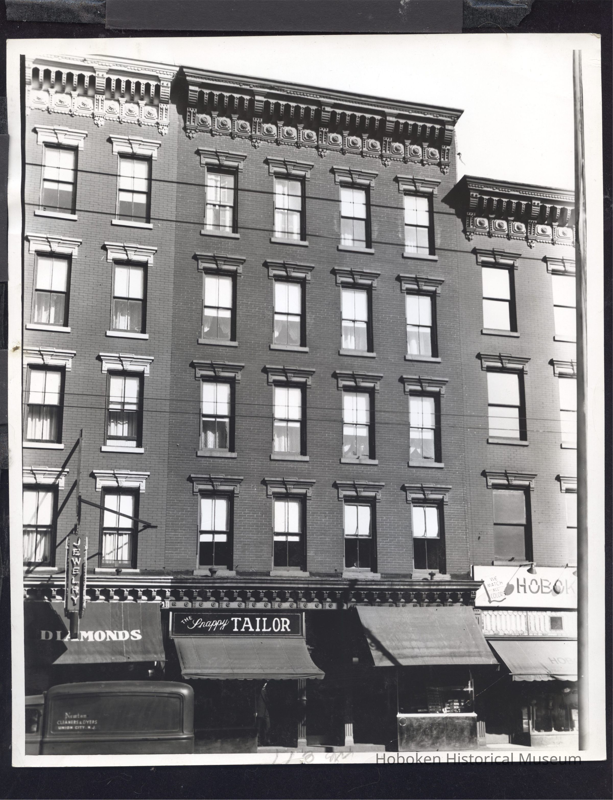 B&W photo of mixed-use apartment building at 113 Washington Street, Hoboken. picture number 1