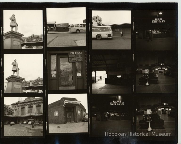 B+W negative contact sheet of images of Hoboken taken by John Conn. no date, [1976]. picture number 1