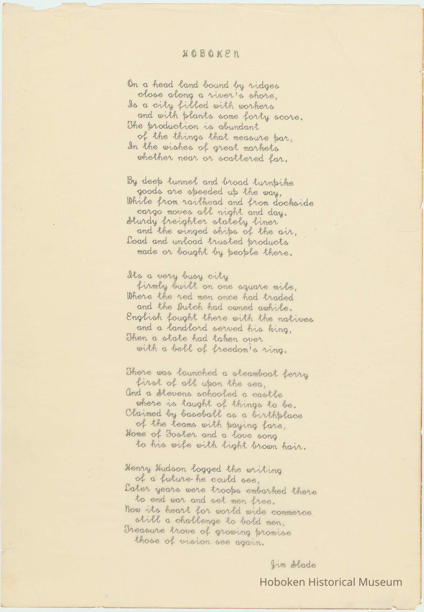 Typed fair copy of poem titled 