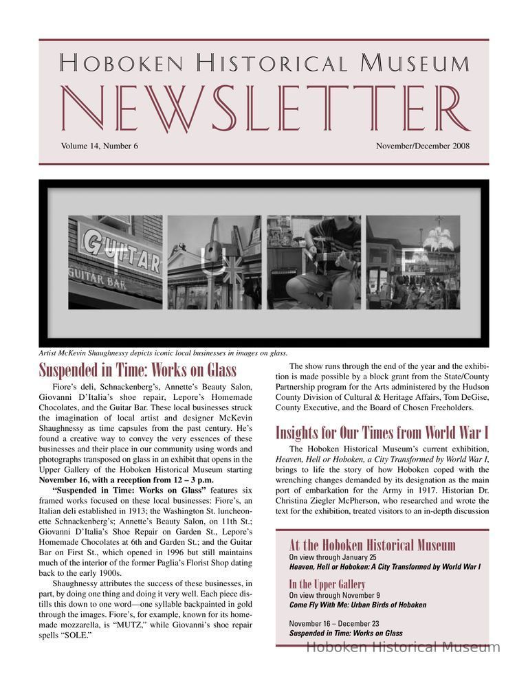 Hoboken Historical Museum Newsletter [Second Series], Volume 14, Number 6, Nov.-Dec. 2008. picture number 1