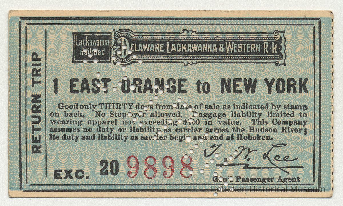 Ticket: D.L.& W. R.R. Return trip, East Orange to New York, May 17, 1904. picture number 1