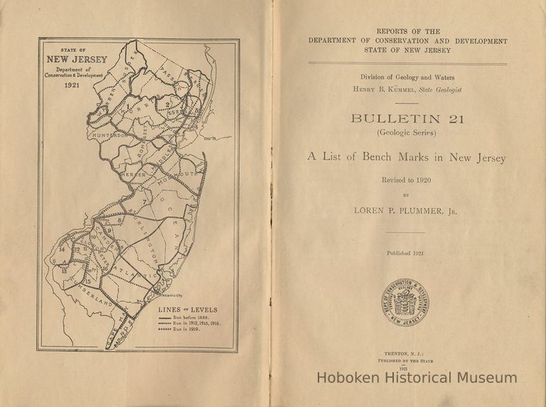 frontispiece map of state: Lines of Levels & pg [1] title